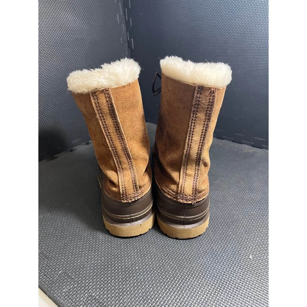 Sorel Vintage Caribou Winter Boot Mens 11 Brown Suede Waterproof Faux Fur Lining